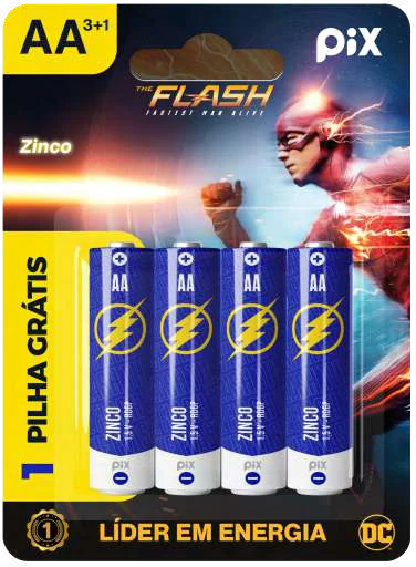 Pilha de zinco AA Pix The Flash